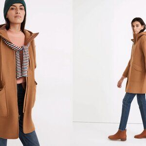 Madewell Lynnford Coat Hooded Wool Blend Warm Winter Classic Trench Camel